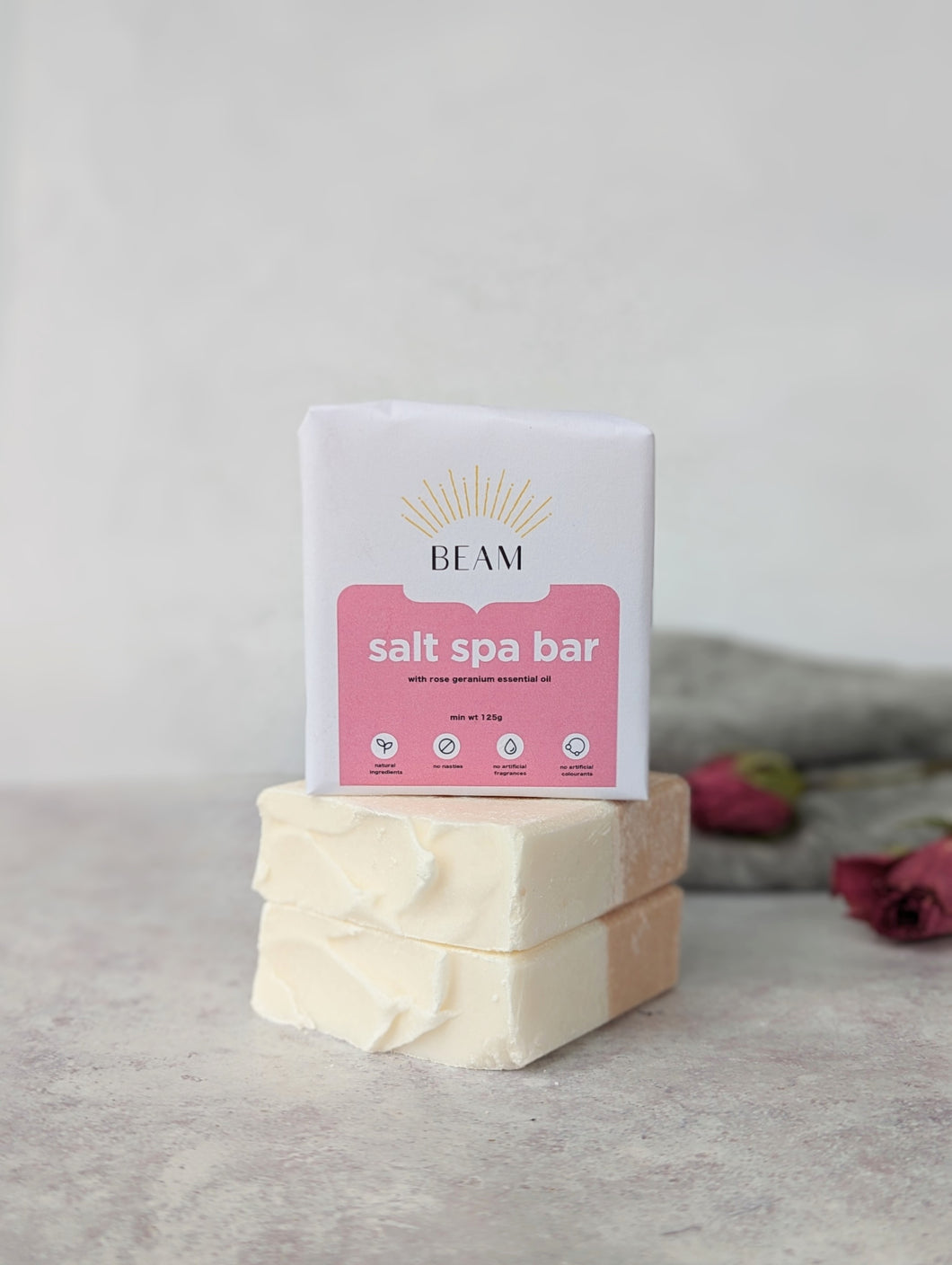 Salt spa soap with rose geranium